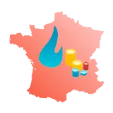 carte de france et symbole du gaz